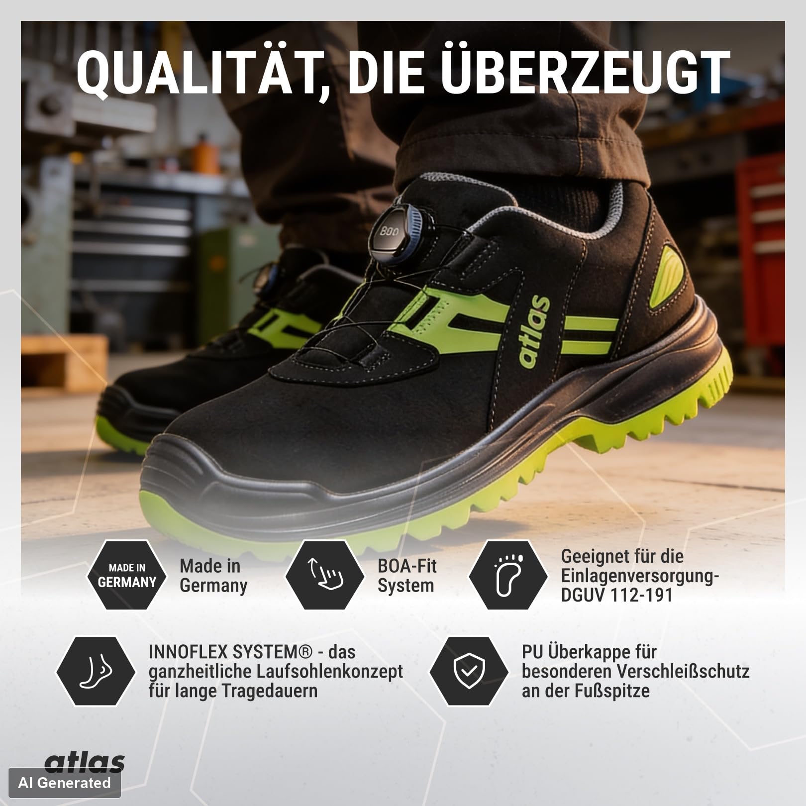 Atlas Flash 5255 XP BOA ESD półbuty S3 aluminiowa nasadka XP, bez metalu, materiał wierzchni SportLine, system BOA Fit
