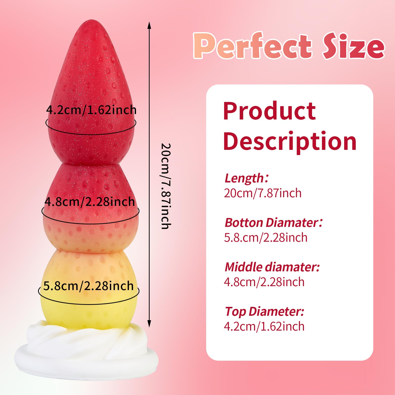Cute Anal Plug 8" Silicone Knot Dildo with Strong Hands-Free for G-spot Stimulation, Anal Dildo with 3 Knots Sex Toys for Women Men Couples Silicone Realistic Dildos Butt Plugs Anal Beads Vibrating