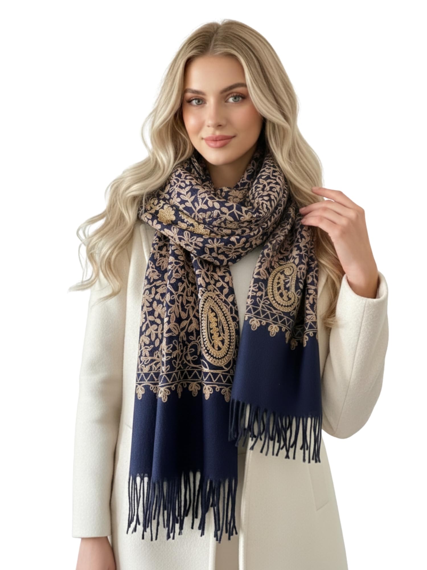 Women Pashmina Scarf Shawl Wrap - Large Long Paisley Floral Rainbow Ladies Scarves, Wearable Blanket Scarf, Womens Winter Scarfs, Indian Shawl Wedding Evening Stole, Cashmere