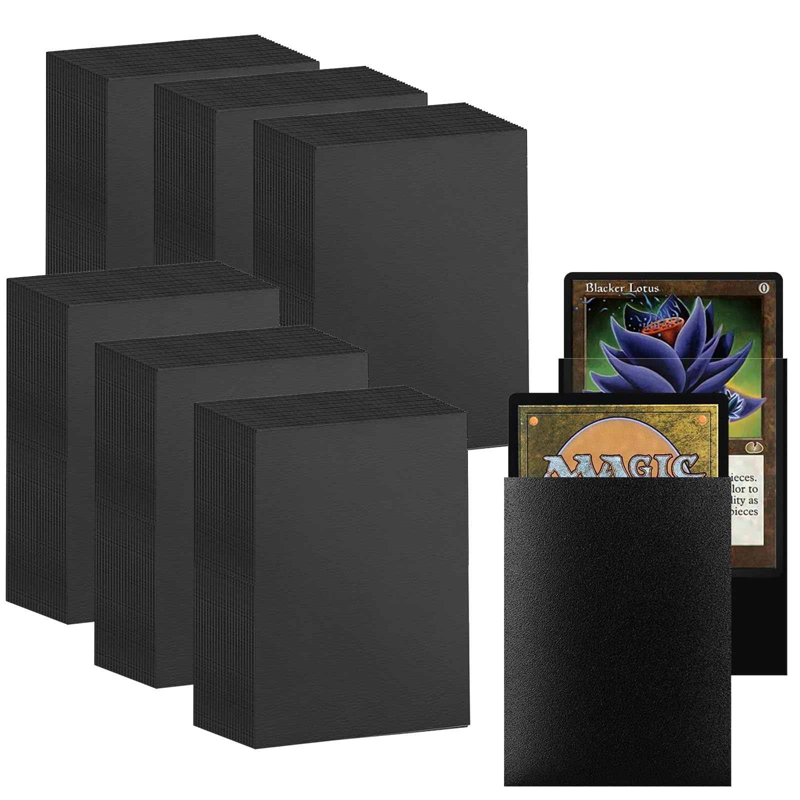 300 Pcs Standard Soft Card Sleeves, 66 x 91mm Clear Frosted Trading Card Sleeves, Magic, MTG, Sports, Game (Black)