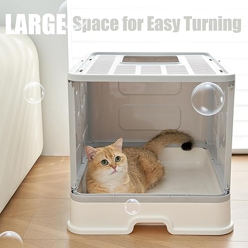 Miniatura 5 de Vealind Caja de arena extragrande para gatos con tapa para gatos grandes o gatitos, caja de arena plegable con cuchara para varios gatos, caja de