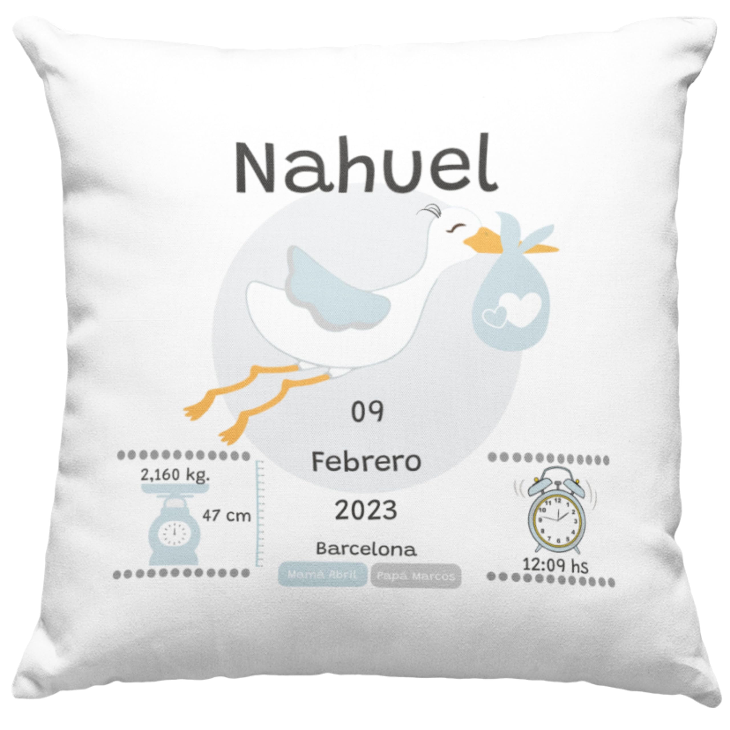 Coussin De Naissance Personnalisé Avec Prénom Et Texte - Garçon - Satin Polyester - NEUF
