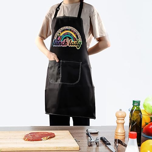 Miniatura 4 de WZMPA Delantal de almuerzo para dama con bolsillos, almuerzo escolar, regalo de apreciación escolar, delantal ajustable para trabajadores de