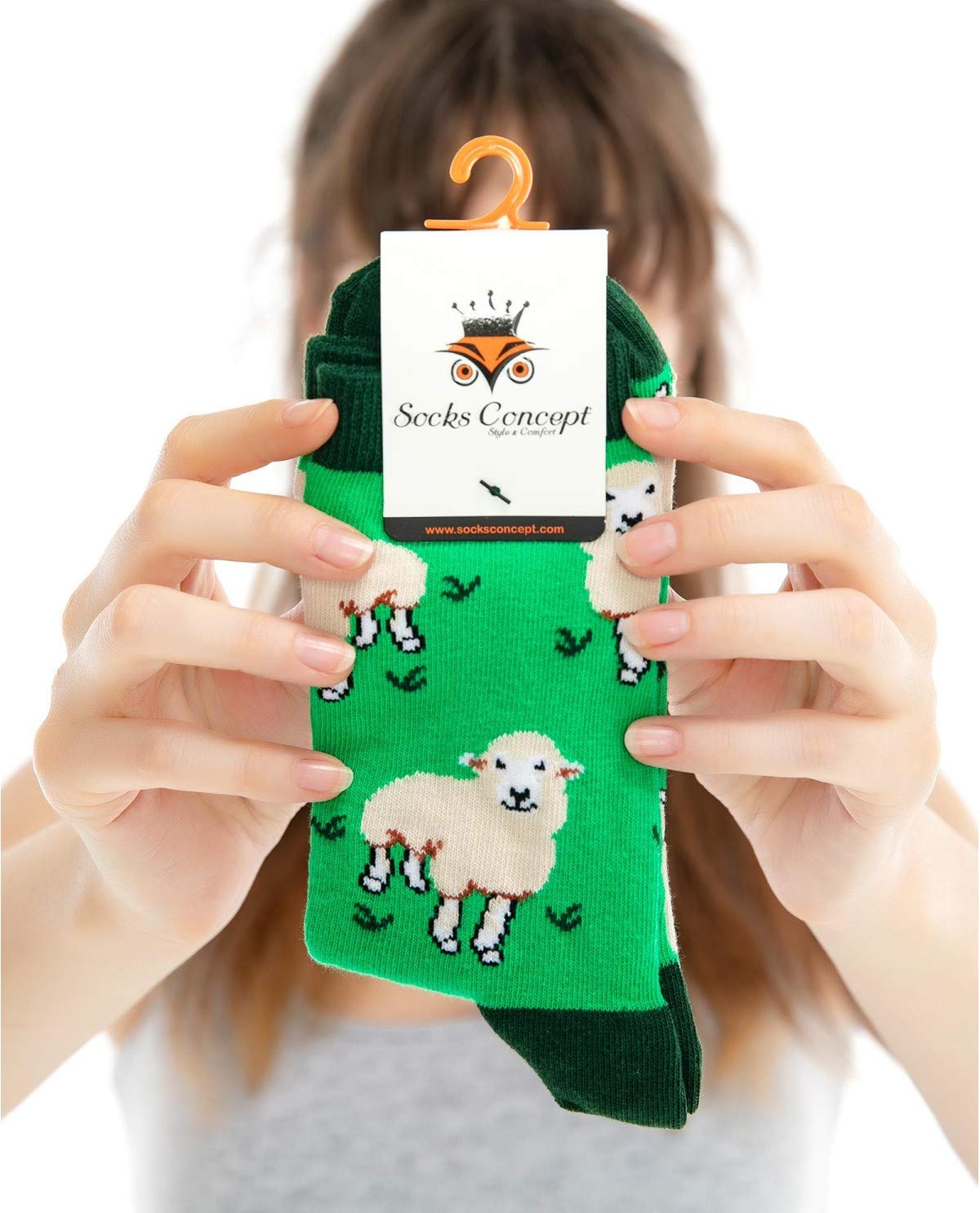 Socks Concept Women's Green Sheep Baa Baa Sheep | Funky Socks Boys Fun Socks Girls | Size 4-7