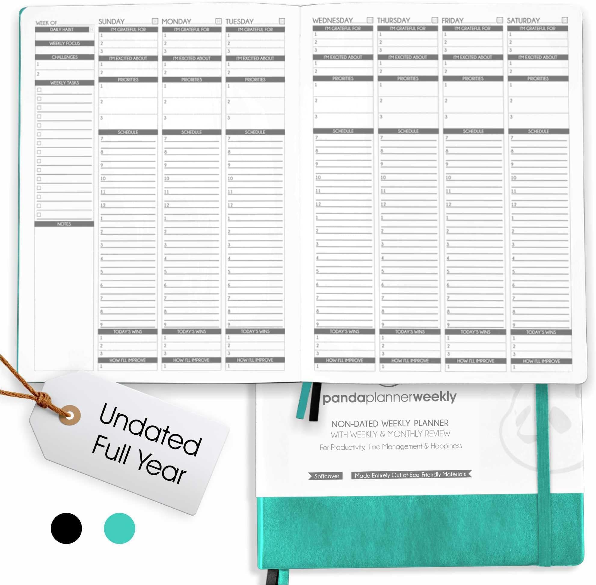 2026 Undated Weekly Planner, To Do List Notebook with Habit Tracker, 8” x 11”, 53 Weeks, Daily Weekly Monthly Overview for Home, School, Office, Turquoise