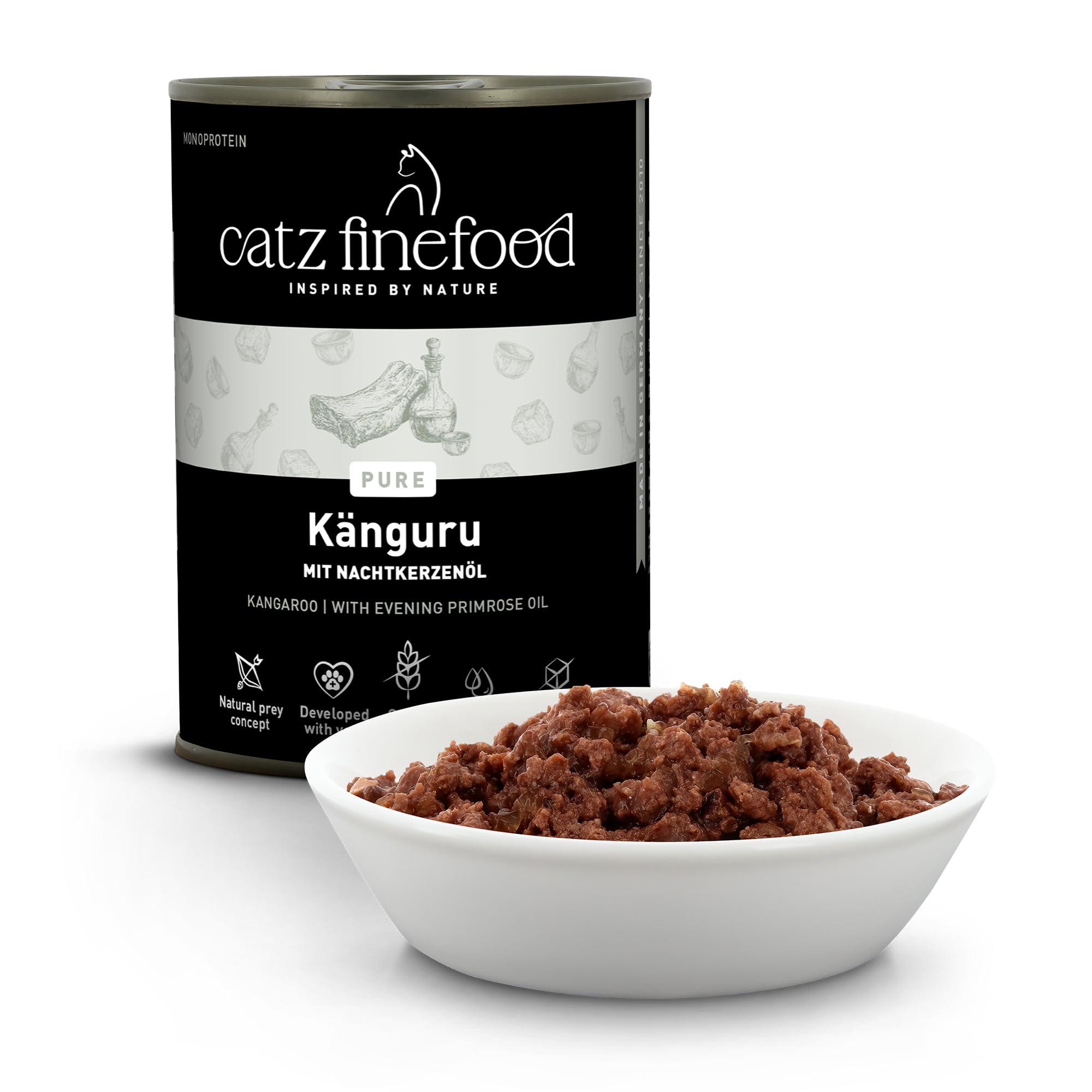 catz finefood Purrrr kangur monoproteina karma dla kotów mokra nr 107, dla kotów wrażliwych na odżywianie, 70% zawartości mięsa, puszka 6 x 400 g