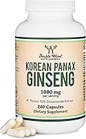 Vista 1 de Cápsulas de ginseng (extracto de ginseng rojo coreano, Panax Ginseng 10% de ginsenósidos) (suministro para 4 meses) 240 cápsulas veganas - 1,000 mg