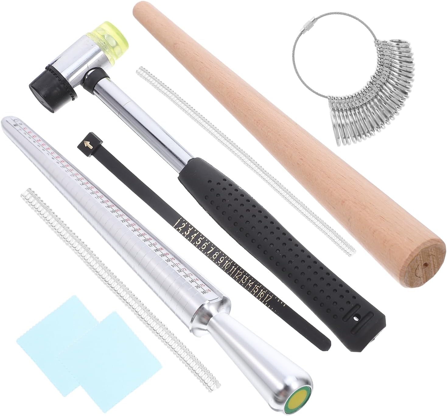 SHINEOFI Ring Size Measuring Tool Kit with Mandrel and Hammer Finger Gauge Jewelry Sizing Device for Women and Men Accurate Ring Circumference Measurement Jewelry Repair and DIY