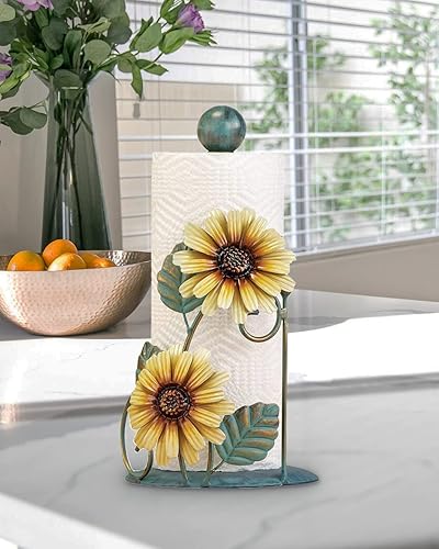 Miniatura 4 de Toallero de papel de girasol con abeja, accesorios de decoración del hogar de cocina de girasol, soporte de toalla de papel amarillo para encimeras,
