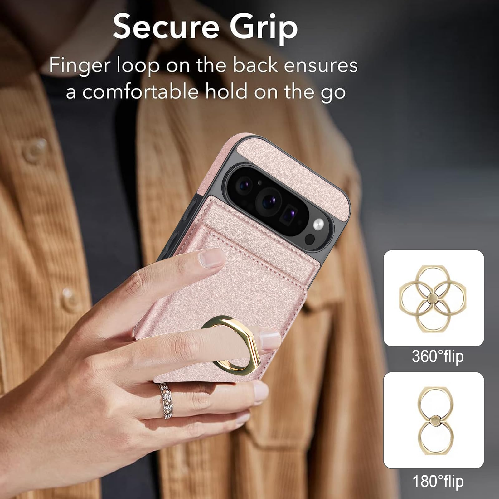 Knoowcase Custodia Google Pixel 9 Pro - Portafoglio Pelle PU Antiurdo Con Anello Porta Carte E Supporto Magnetico - 2