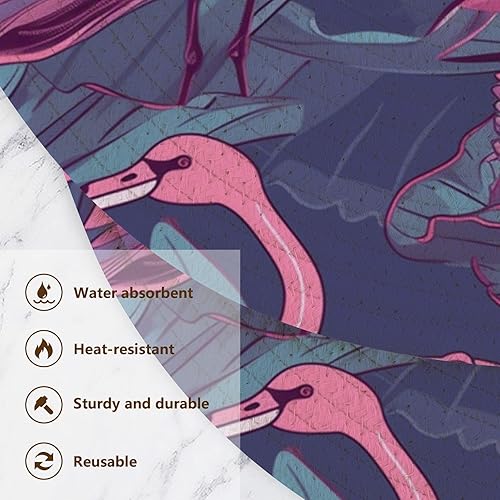 Miniatura 3 de 3 piezas de salvamanteles grandes con patrón de flamenco sobre fondo azul para platos calientes, tejido de hilo de algodón de 15 pulgadas, absorbe