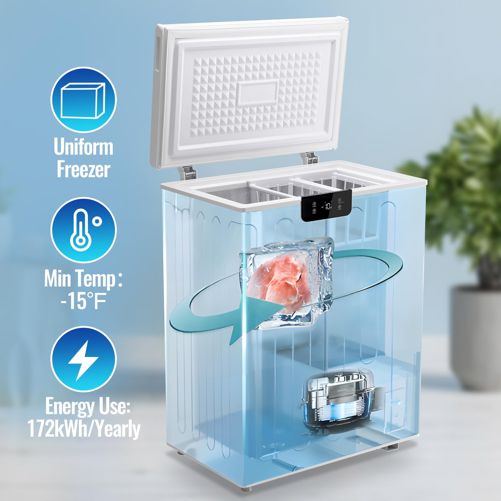 TACOOL 4.5 Cu.ft Chest Freezr Deep Freezer Top Open Door Two Wheels Electronic Temperature Control Low to -18℉ Digital Display Screen2 Removable Baskets for Home Apartment Kitchen White on Fridge.com
