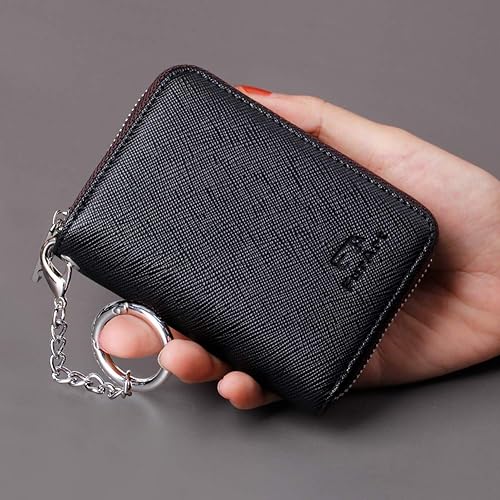 Miniatura 4 de FurArt - Cartera para tarjetas de crédito, soporte para tarjetas con cremallera para hombres y mujeres, bloqueo RFID, cartera con llavero