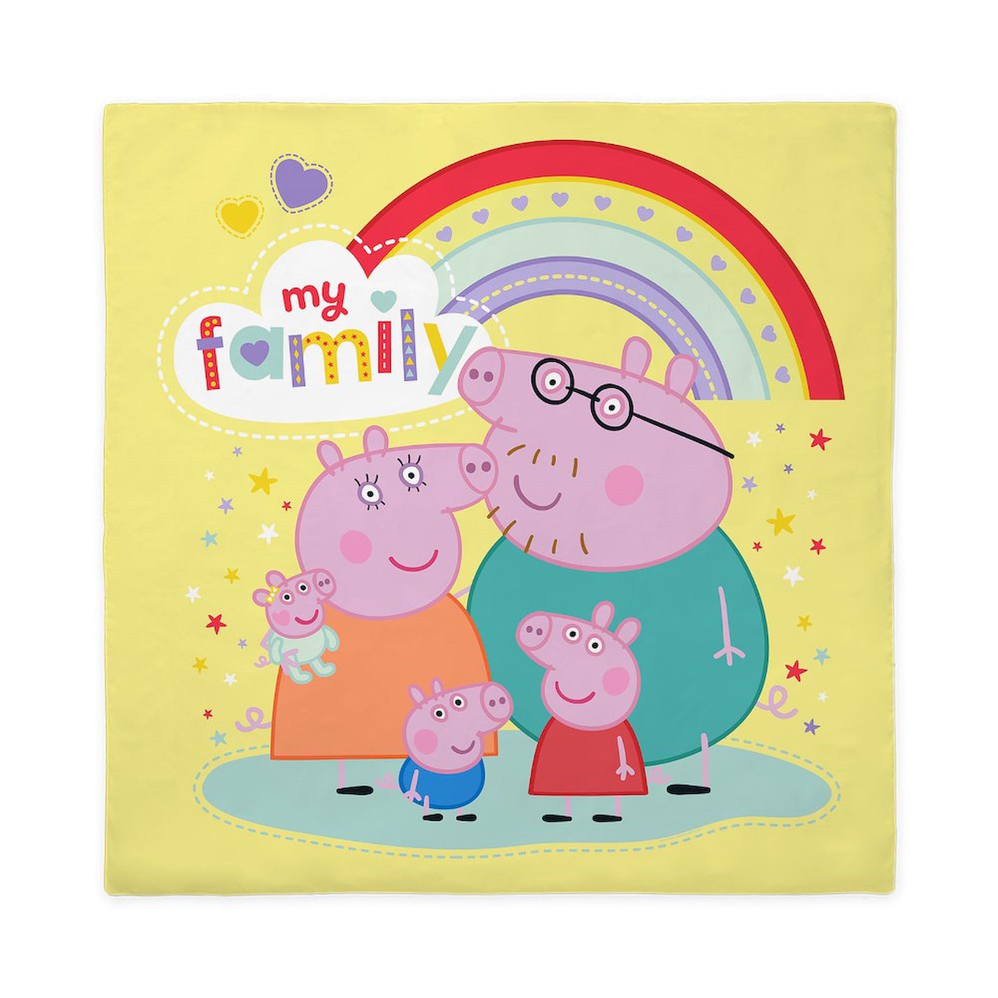 CafePress Peppa Pig: My Family Queen Duvet Cover, Printed Comforter Cover, Unique Bedding
