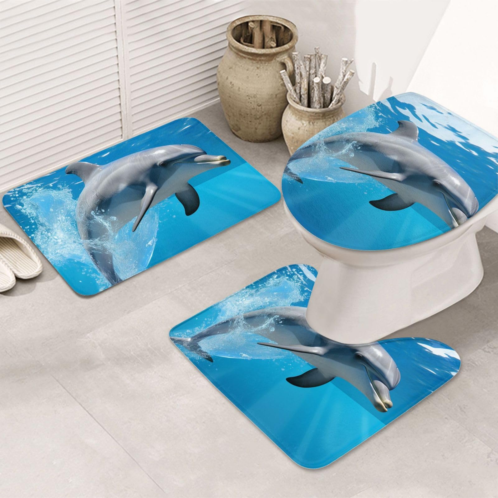Tapis de bain en forme de U lot de 3 pour sol de salle de bain et sortie de douche