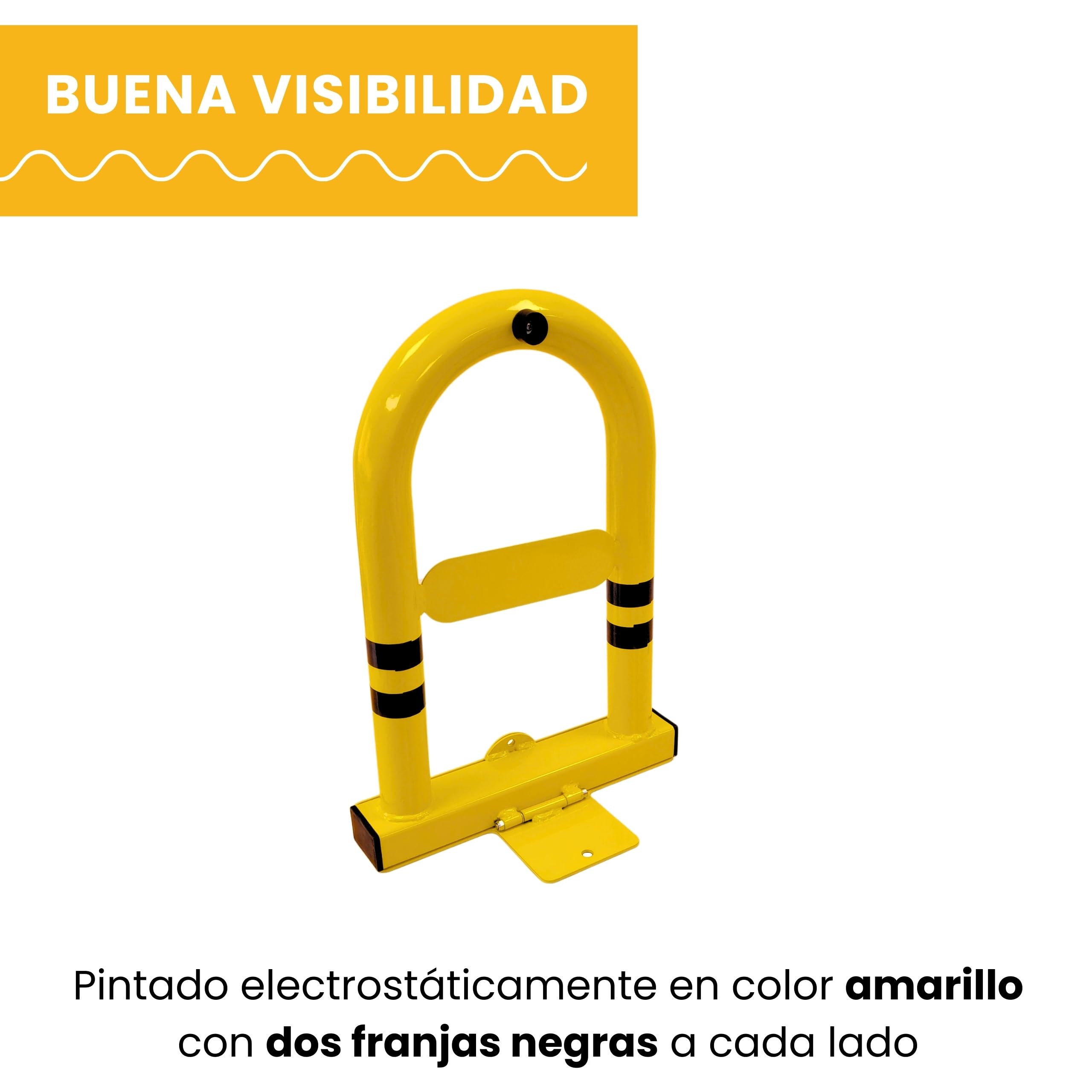 PARKING FACIL Valla de Parking/Cepo para Plaza de Garaje | Barrera Plegable y Resistente Modelo ULISES | Bloqueo Manual con Candado, Incluye Tornillería | Cepo de Seguridad, Amarillo | 1 Unidad