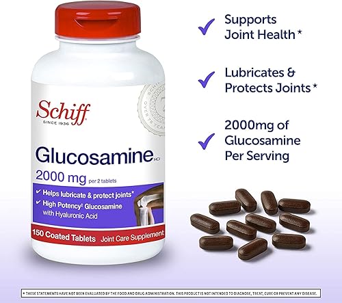 Miniatura 4 de Glucosamina 2000 mg (por porción) + ácido hialurónico, tabletas Schiff (150 unidades en una botella), HA, suplemento para el cuidado de las