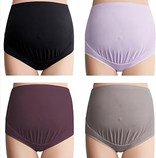 Mama Cotton Women's Over The Bump Maternity Panties High Waist Full Coverage Pregnancy Underwear Multi-Pack (S-4XL)