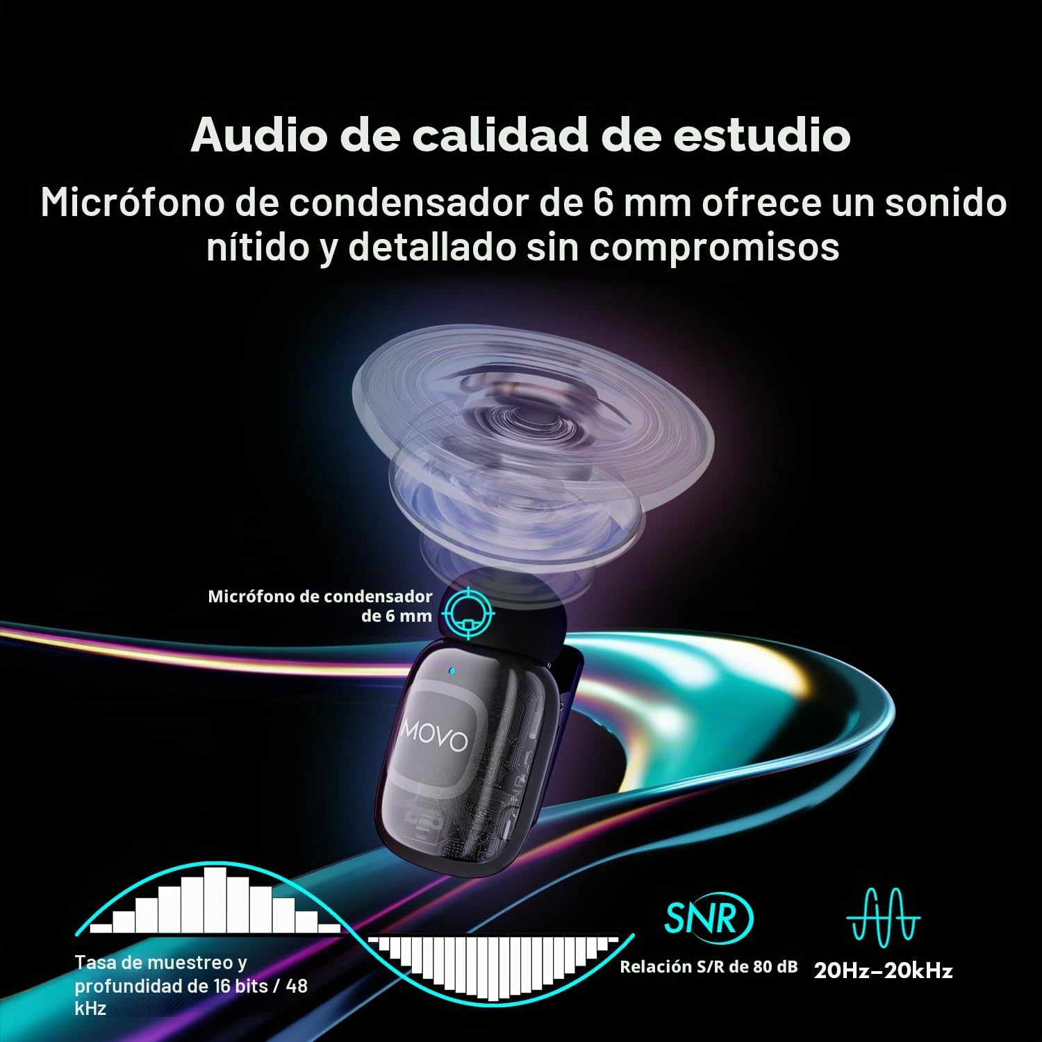 Movo NanoMic - Micrófono inalámbrico dual Lightning para iPhone 14 y inferior, micrófono Lavalier para iPhone, ideal para vlogging, TikTok, creación de contenido