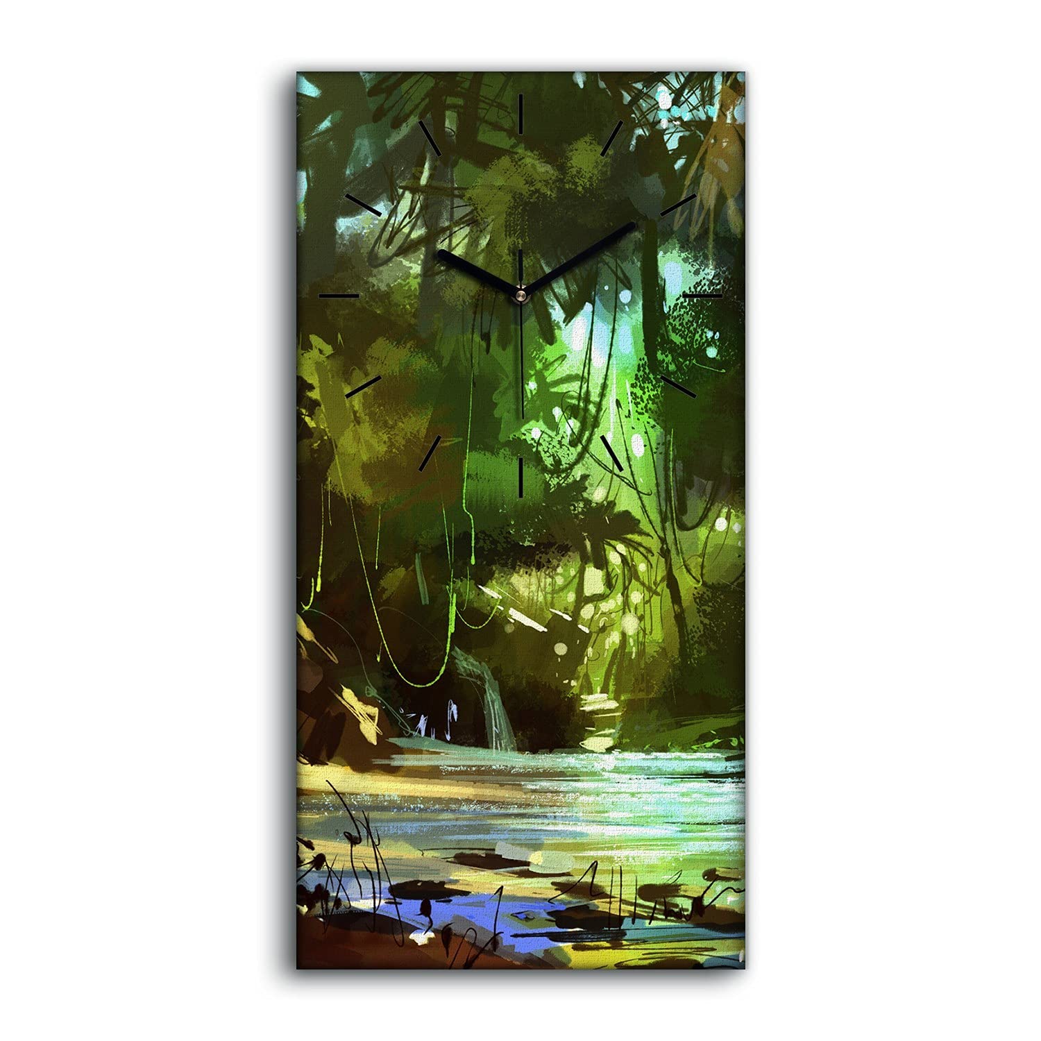 Horloge sur Toile Forêt Tropicale 30x60cm Art Moderne Salon Image Murale Silencieuse