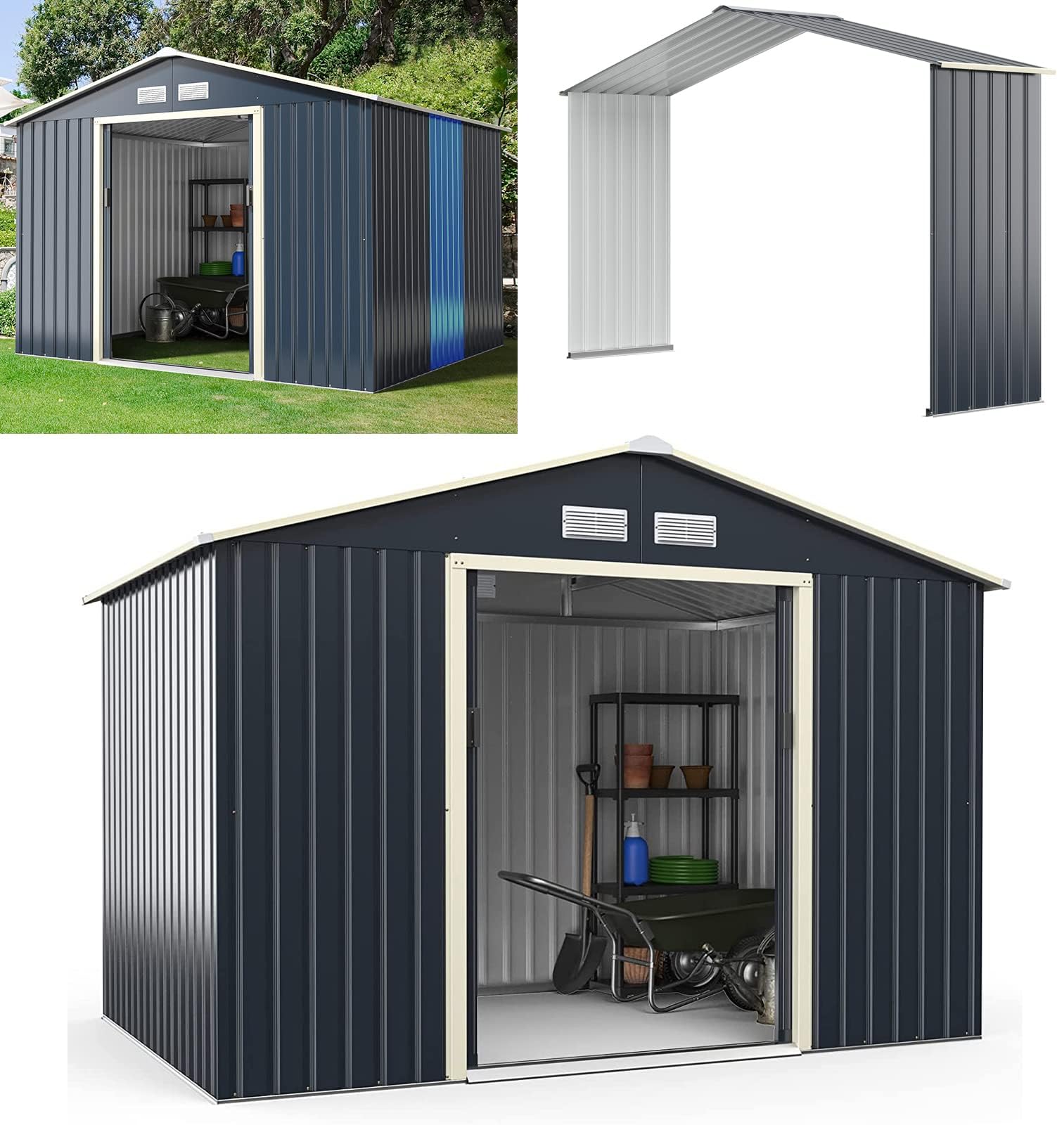 Deuba GARDEBRUK® XXL Metall Gerätehaus 5m² mit Fundament 257x205x178cm