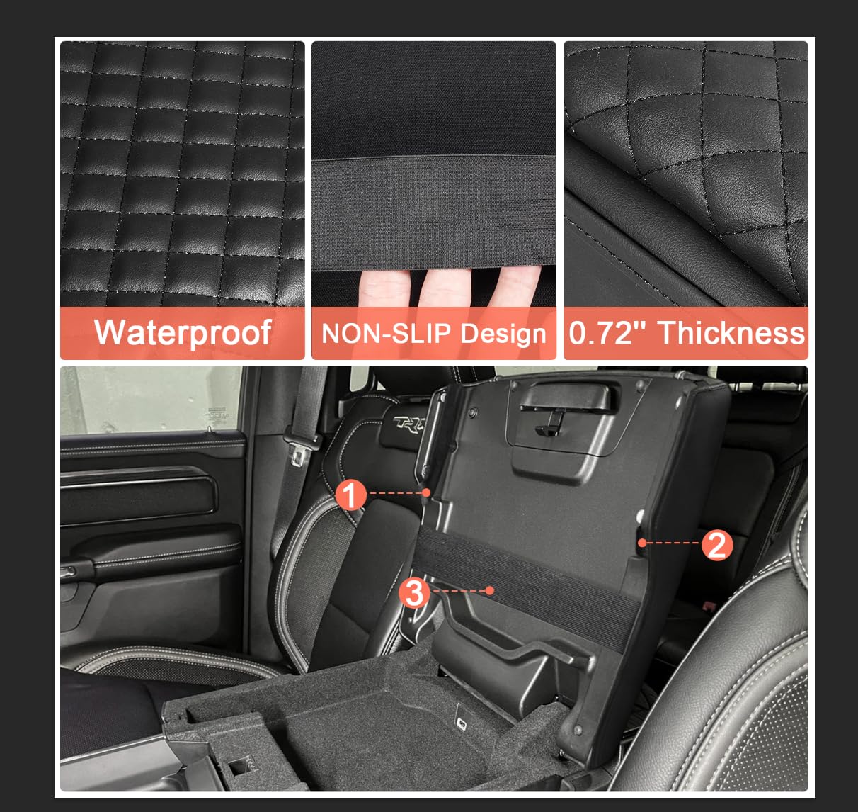 Center Console Cover for 2019-2025 Ram 1500 Center Console Cover, Armrest Cushion Pad Cover, PU Leather for 5th Ram 1500 Armrest Cushion Pad Cover Anti-Scratch for Ram 1500 Accessories