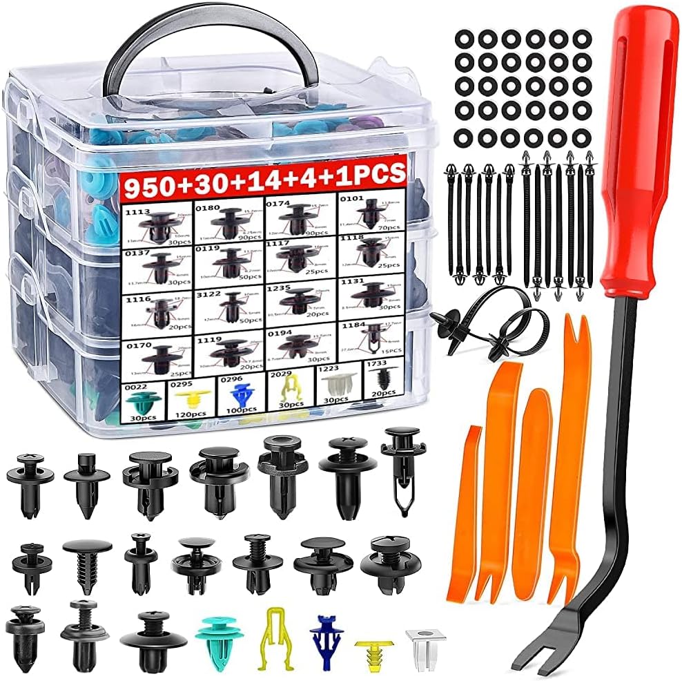 Ginsco 102pcs 6.3mm 8mm 9mm 10mm Bumper Push Fasteners Rivet Clips