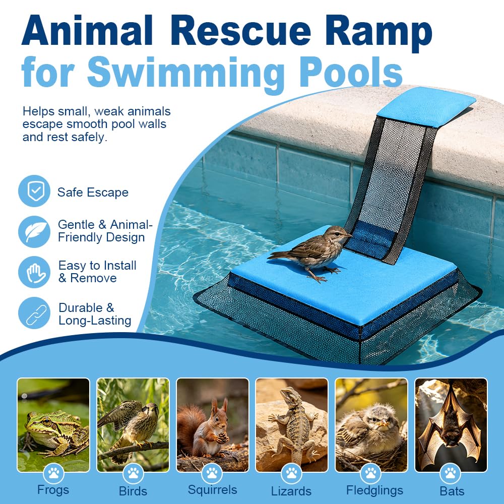 Rampa de Escape para Piscina, SGZIOO 2 Piezas Flotante Almohadilla de Escape para Mascotas, Inflable Rampas de Escape Salva a Ranas, Patos, Aves y Otros Animales Pequeños de Ahogarse