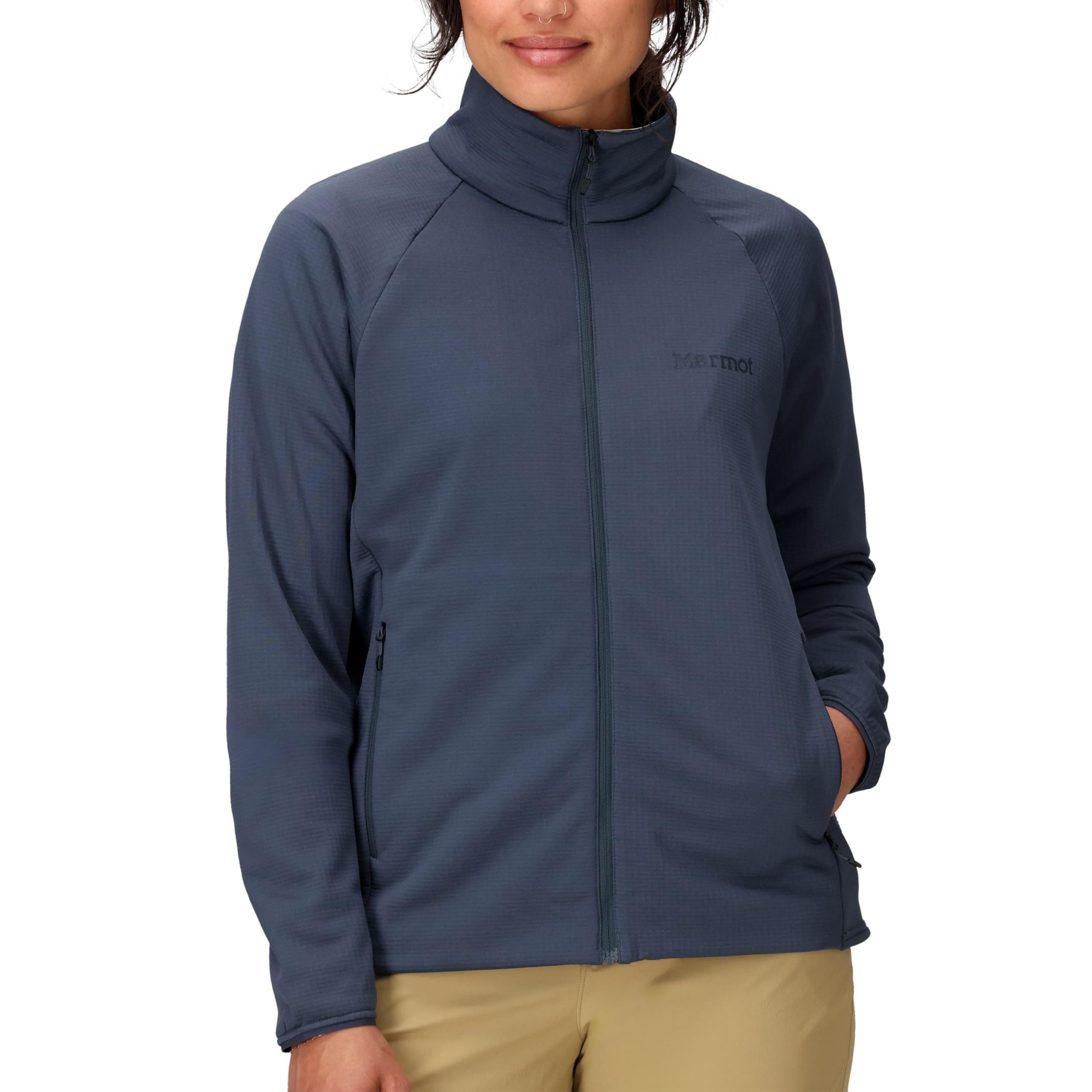 Marmot Women's Leconte Fleece Jacket, Warm Fleece Jacket, Full Zip Jacket, Breathable, Wind Resistant Body Warmer, packable, ideal for hiking & ski layering, Thunderhead, S