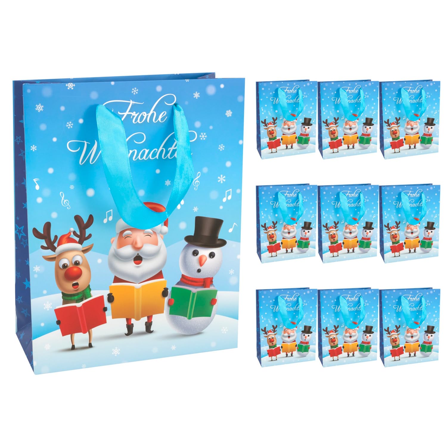 Idena 30369-10 Christmas Singer Gift Bags, Pack of 10, 18 x 23 x 8 cm, Paper Bags, Gift Bags, Christmas Bags