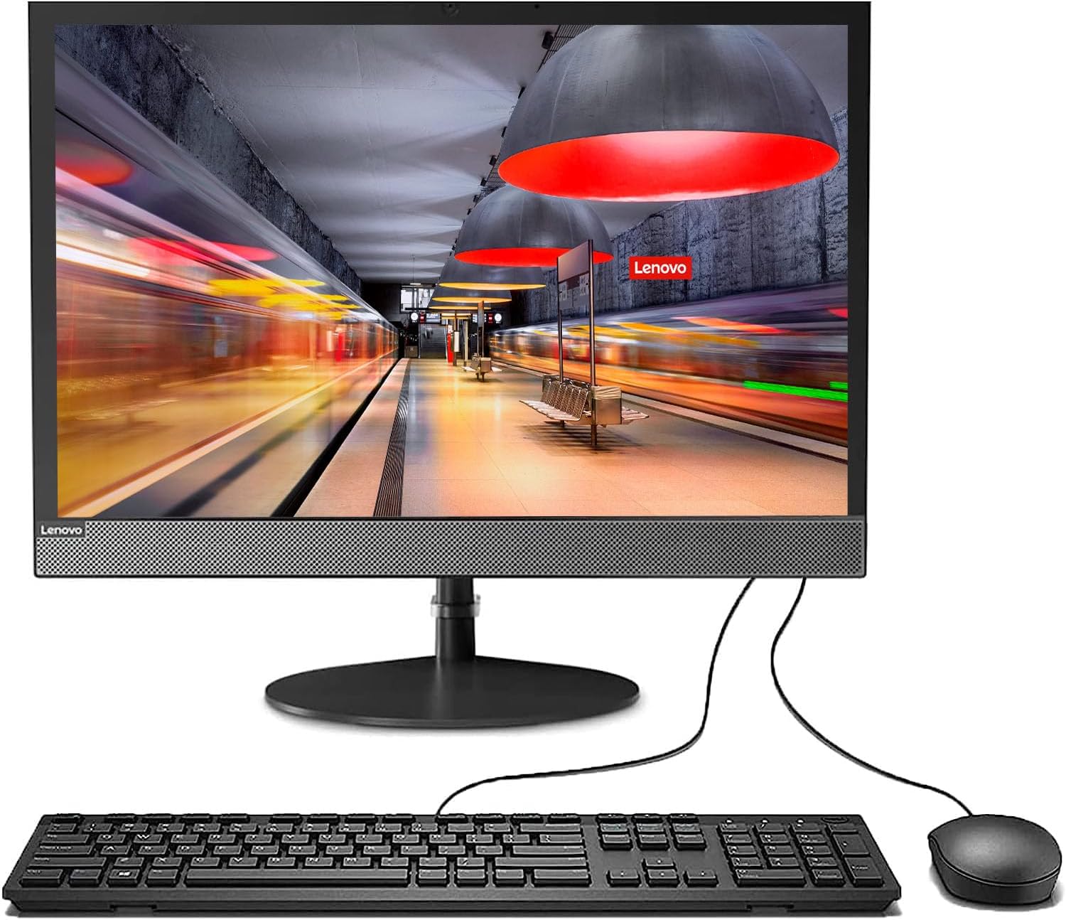 Lenovo All-in-One Business Desktop, 19.5” HD+ Display AIO, 16GB RAM, 256GB SSD + 1TB HDD, Intel Dual-Core Processor, DVD-RW, Wi-Fi, Webcam, HDMI, Wired Keyboard & Mouse, Windows 11 Pro