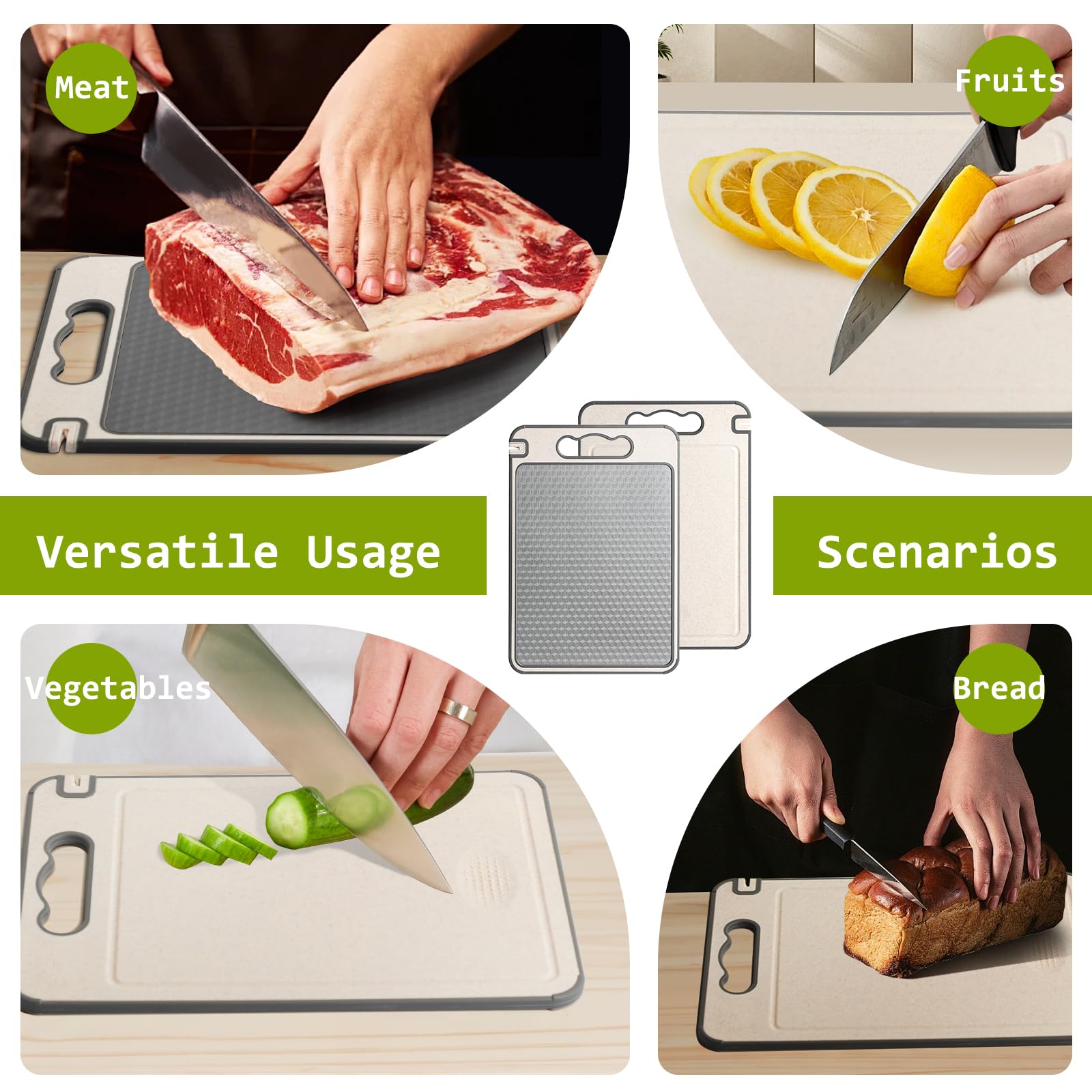 Tabla de cortar de acero inoxidable para cocina, 3 en 1 de doble cara, antideslizante, resistente a los arañazos, diseño de malla con ranura de jugo, apto para lavavajillas, fácil de limpiar, tabla de