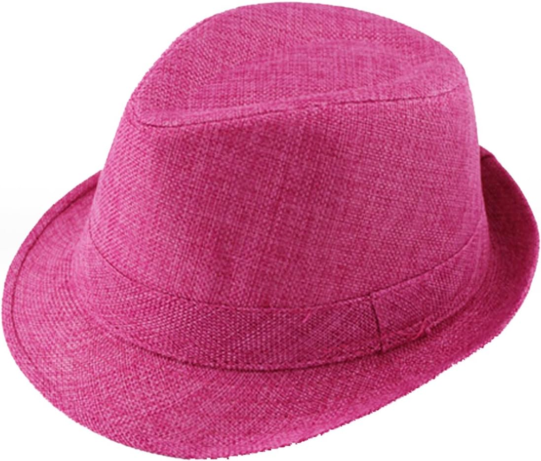 LKXHarleya Kids Linen Fedora Hats Short Brim Panama Sun Hat Jazz Trilby Cap