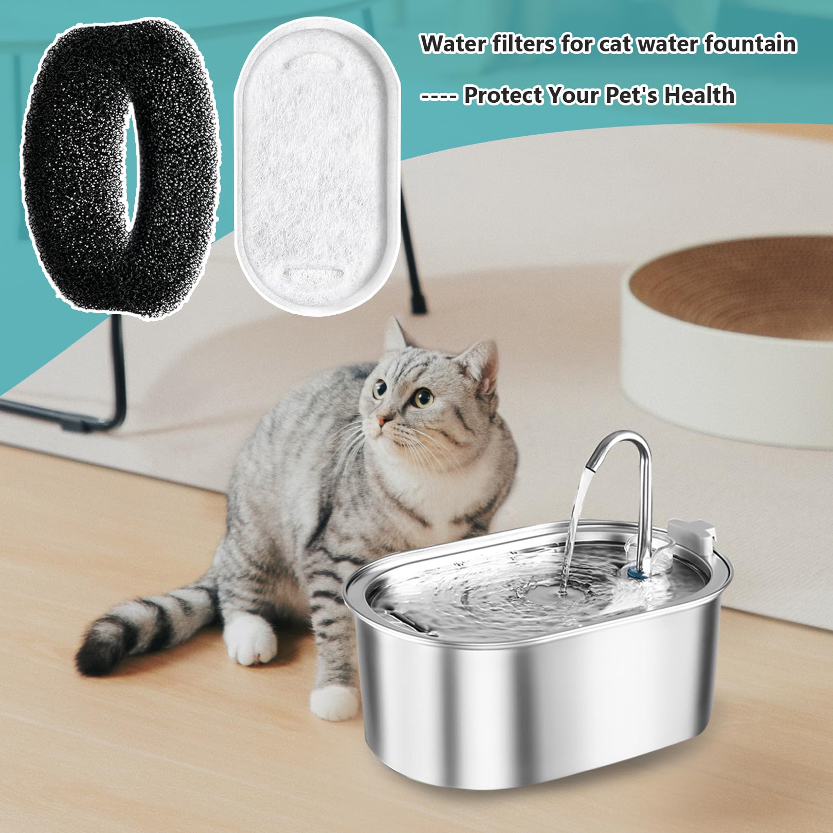Fresh & Clean Water for Cats, 12 PCS Cat Fountain Filters Set - Image 4