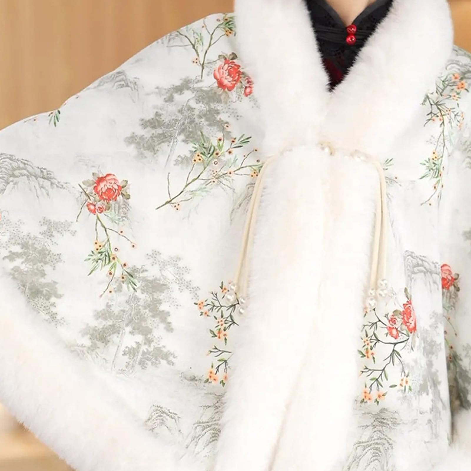 Colletto in pelliccia sintetica Donna Poncho invernale in peluche Scialle caldo addensato per attività casual e all ' aperto Scialle a strati versatile