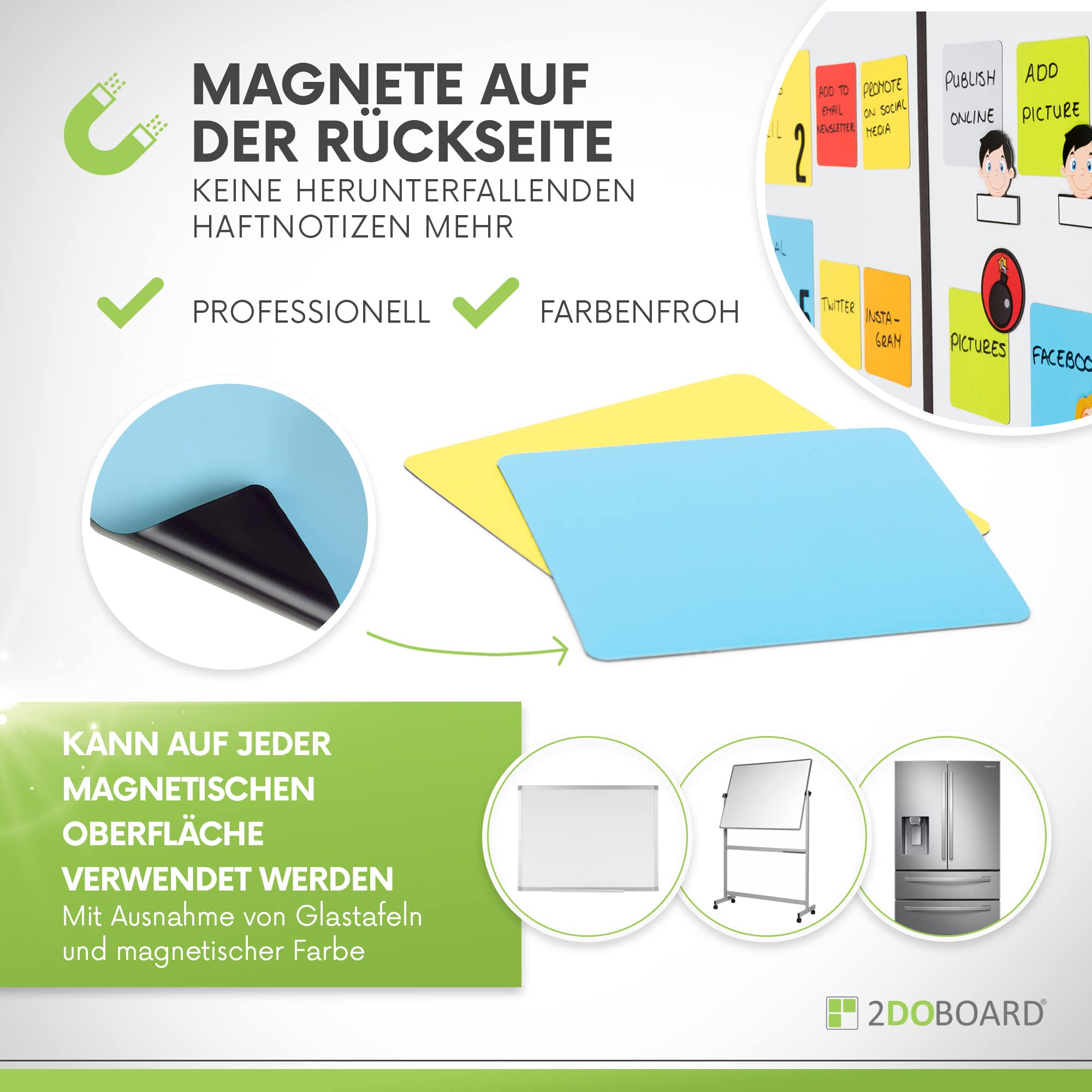 Scrum und Kanban Board Set für Whiteboard - Beschreibbare Magnete, Magnetlinien, Avatar-, Gefahren- und Smiley - Scrum Magnete zum Beschriften - Basic Set 122 Teile