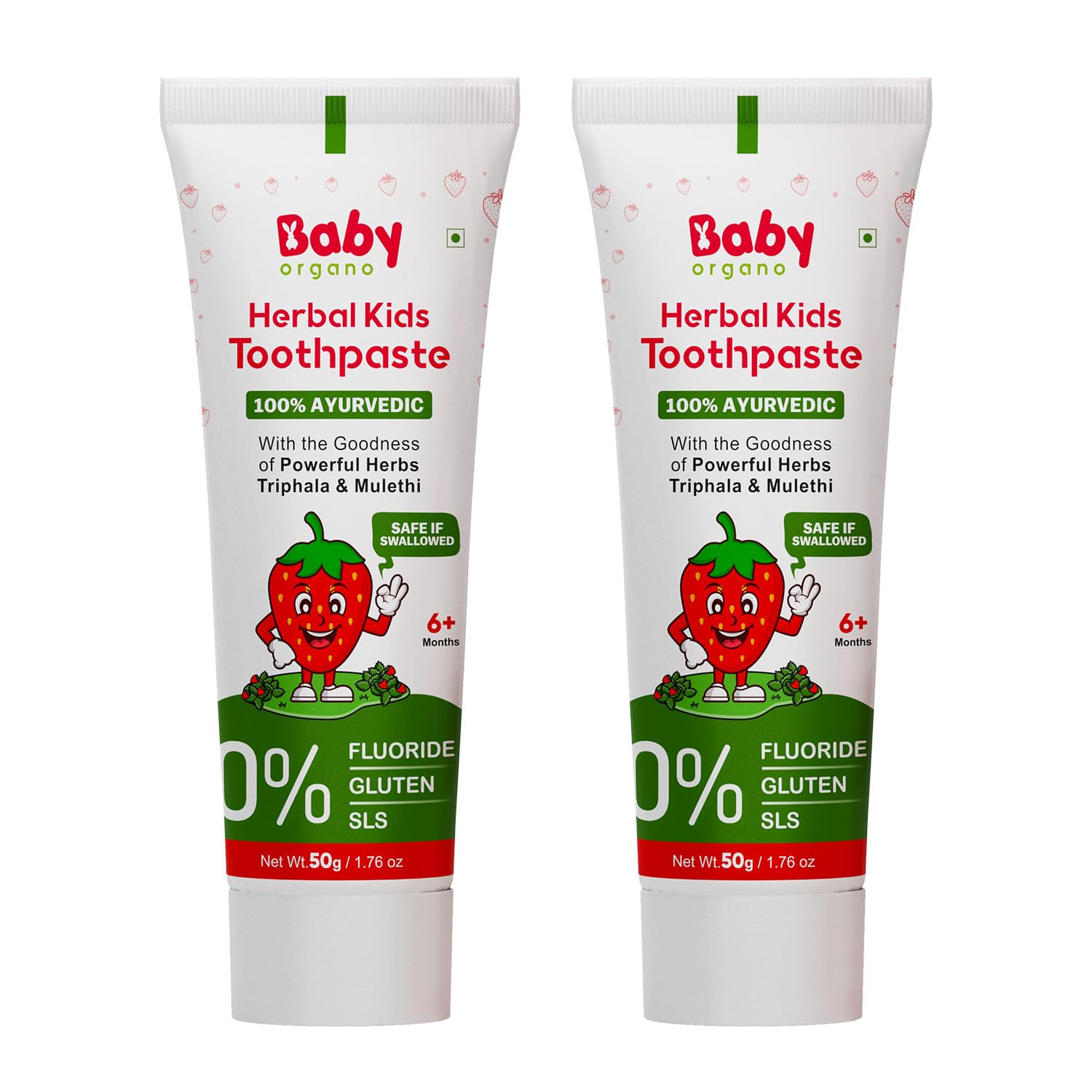 BabyOrgano® Herbal Toothpaste for kids l 100% Ayurvedic l Non Gel Formula l goodness of Babool and Mulethi l Strawberry Flavour l Fluoride & SLS Free l FDCA Approved - 50gm (Pack of 2) (B09654SGKW) Amazon Price History, Amazon Price Tracker