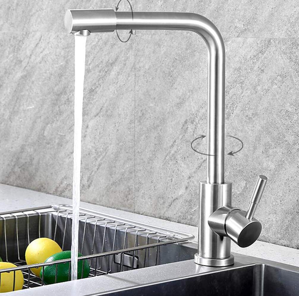 ZYCHSJXA Kitchen Faucet Brass Brushed Nickel Single Lever Hot and Cold Mixer Sink Tap,Brushed A