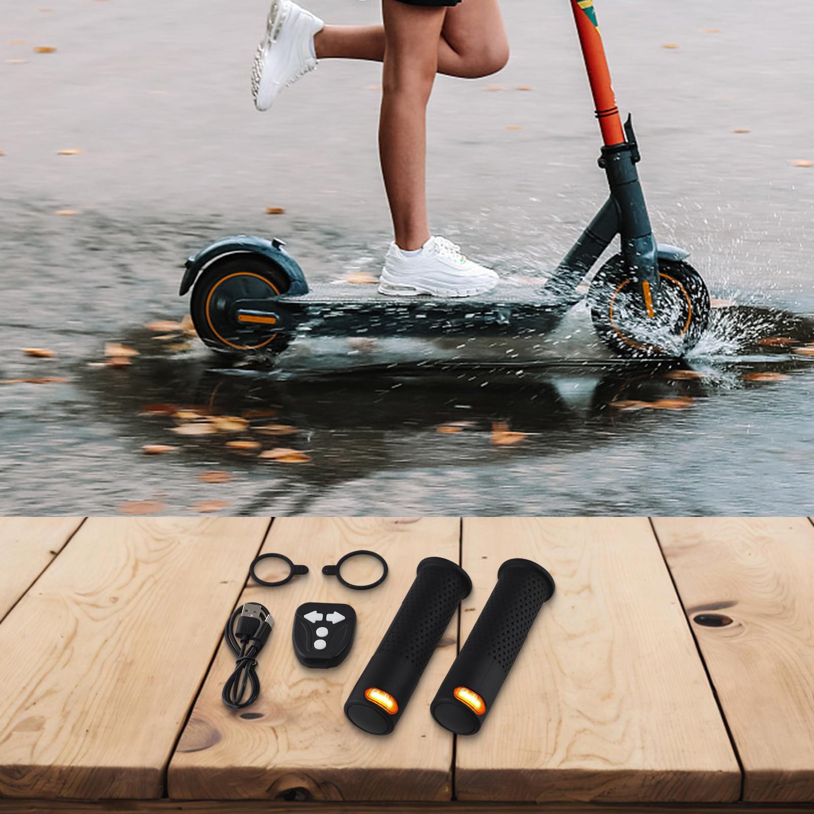 Poignées de guidon de trottinette électrique avec clignotant pour Xiaomi M365 Pro 1S Pro 2 Mi3, antidérapant en silicone ABS, lampes de signalisation gauche et droite intégrées