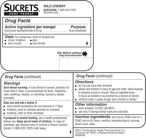 Miniatura 7 de Sucrets Pastillas para el dolor de garganta, sabor a cereza silvestre, 18 unidades