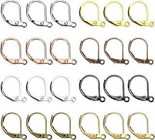 TOAOB 200pcs 8 Colors Leverback French Earring Hooks Hypoallergenic Brass Dangle Earwires with Open Loop 10x15mm Earring Parts Jewelry Making Findings