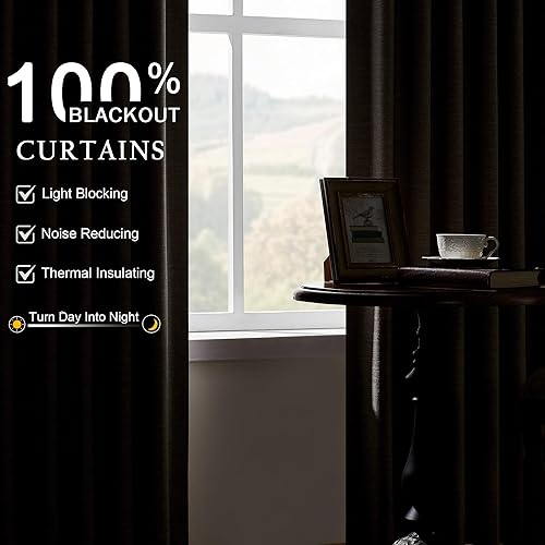 Miniatura 3 de Cortinas opacas de 54 pulgadas de largo, juego de 2 paneles para sala de estar, dormitorio, pestaña trasera, aislamiento térmico, cortinas opacas