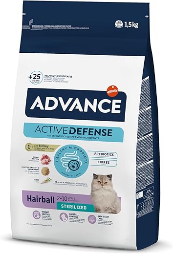 Advance – Pienso para gatos esterilizados Advance Sterilized Hairball pavo. 1,5 Kg