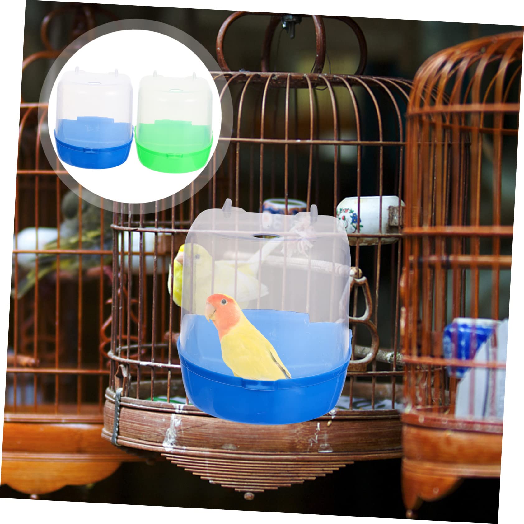 COLLBATH 4 Stück papagei badewanne Vogeltränke für Käfig tragbare Dusche Zubehör für Vogelkäfige Wellensittichbad Schwimmbad praktische Vogelbadewanne Kleiner Vogelduschenwürfel Plastik