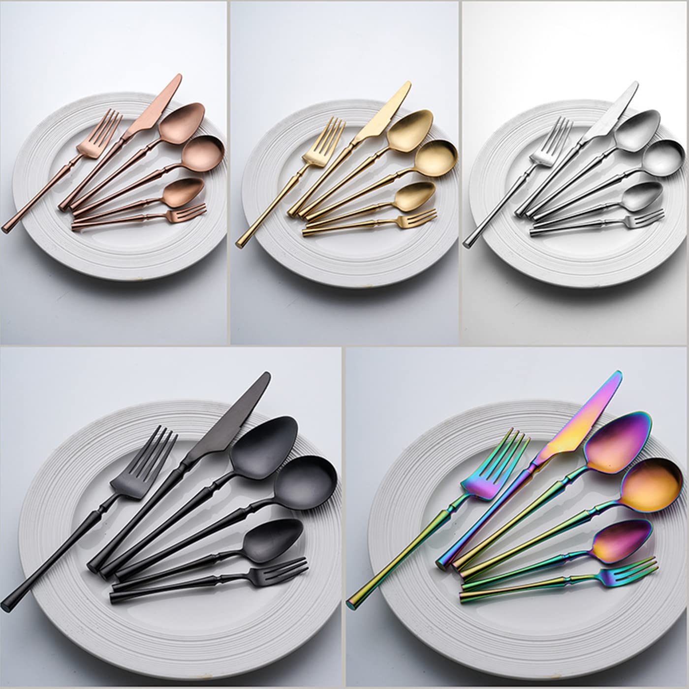 Juego De Cubiertos Dorados, Juego De Cubiertos Para Bodas, Elegante Juego De Cubiertos Clásicos De Acero Inoxidable, Cuchillo Y Tenedor Para Servir En Casa, Cocina Y Restaurante, Servicio Para 4 Pers