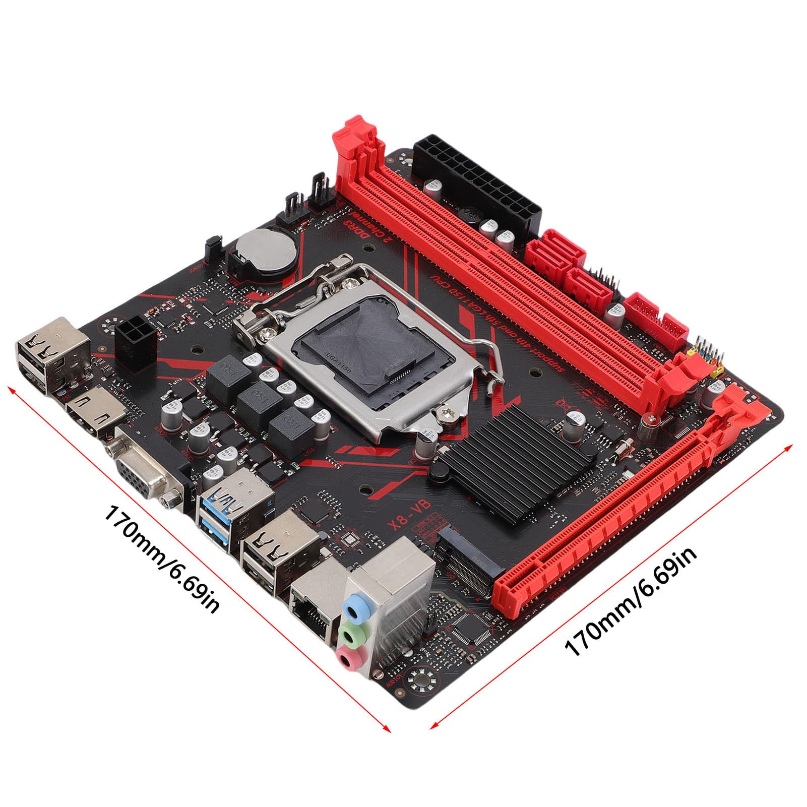 Scheda Madre H81 Micro ITX Scheda Madre Mini ITX LGA1150 DDR3 M.2 NVME per Core I7 I5 I3 E3 con 1080p VGA Doppia Uscita PCIE2.0 X8 (di Rete da 100 Mbps)
