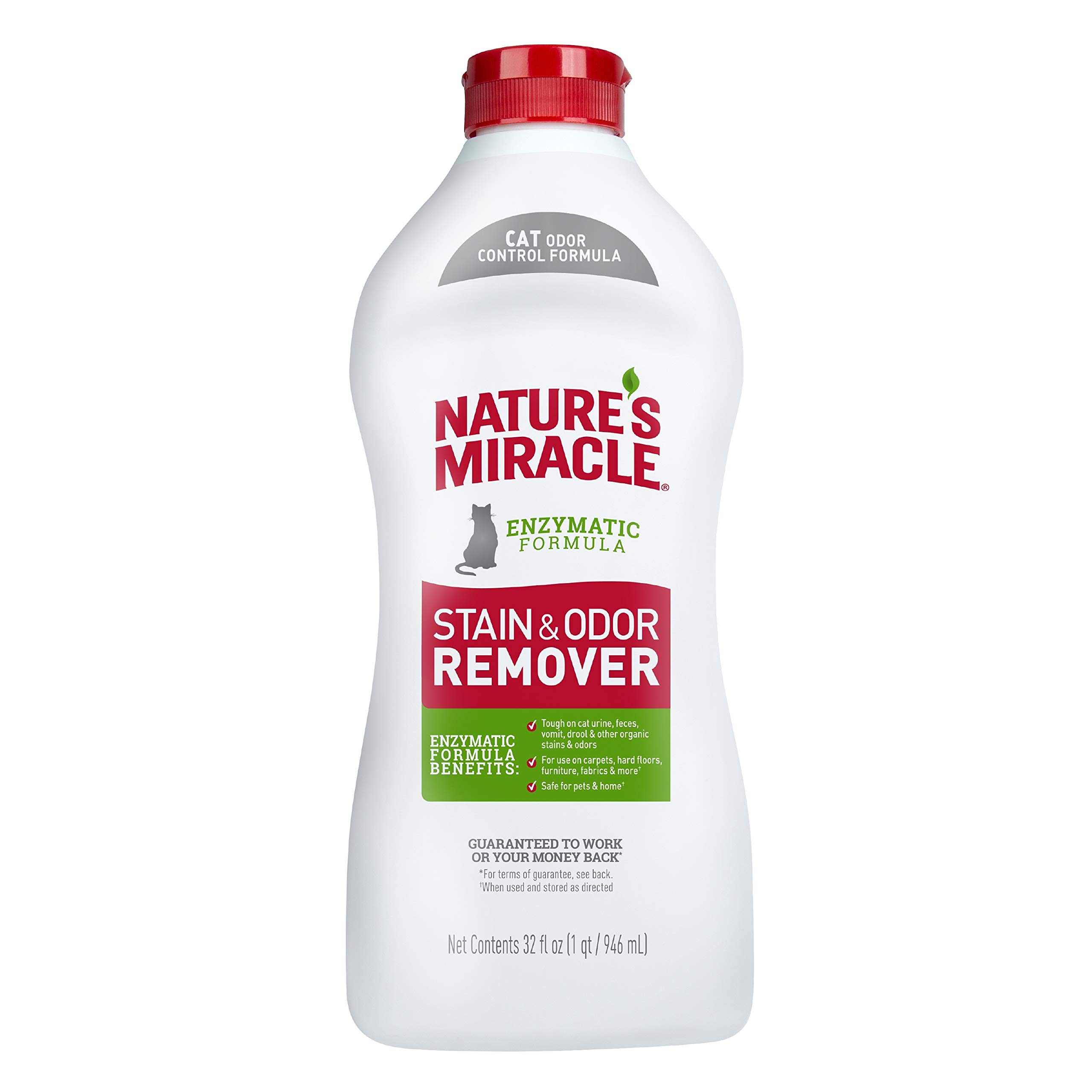 Nature's Miracle JFC Stain & Odour Remover for Cats, Ideal for Everyday Messes, Removes Tough Odour & Stains, Feces, Vomit, Urine, Drool, Light Citrus Scent, Pour - 946 ml