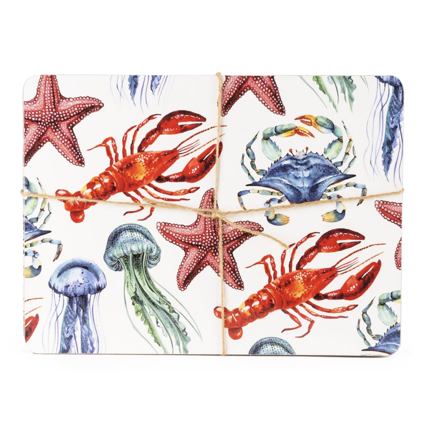 Set Of 4 Sea Creatures Placemats Ocean Life Cork Back Dining Table Setting Mats
