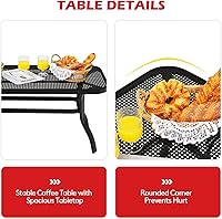 Vista 4 de Giantex Sofá biplaza de patio con mesa auxiliar, banco al aire libre con cojín y marco de metal, sofá biplaza para jardín, patio, patio o piscina