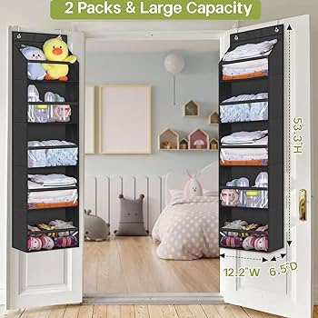 Cragmut 2 Pack Over The Door Hanging Storage Organizer With 5 Mesh Pockets Large Capacity For Bedroom, Bathroom, Closet